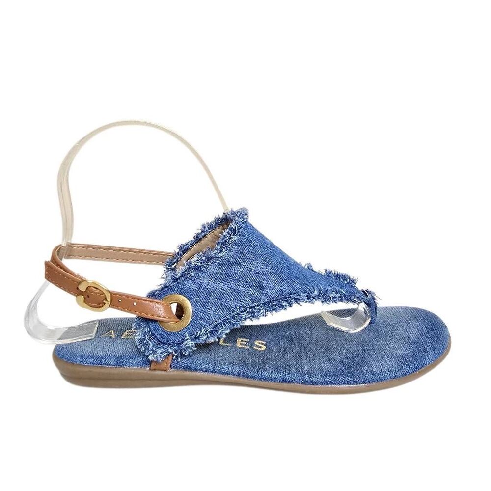 Aerosoles Conclusion Denim Fringe Sandals Blue Jean Boho Slingback Size 7 - Picture 13 of 13